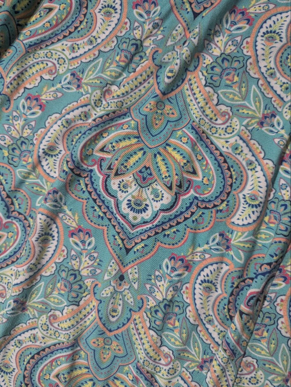 Soft Surroundings Women's Fit & Flare Midi Dress Sea Foam Green w/ Paisley Small - Picture 6 of 16